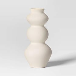 threshold tall ceramic modern vase, organic design, hand wash tabletop centerpiece, elegant decor