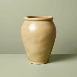 hearth & hand with magnolia smooth ceramic urn vase tan, decorative tabletop accent
