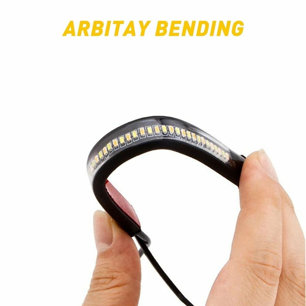 Amber White LED Turn Signal Indicators Fork Blinkers Light Strips For Motor Bikes 3