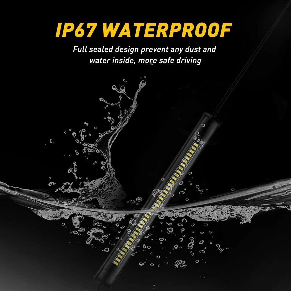 Amber White LED Turn Signal Indicators Fork Blinkers Light Strips For Motor Bikes 4