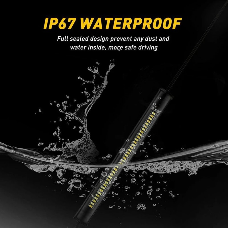 Amber White LED Turn Signal Indicators Fork Blinkers Light Strips For Motor Bikes 4