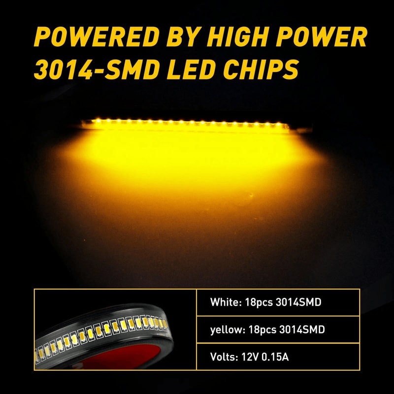 Amber White LED Turn Signal Indicators Fork Blinkers Light Strips For Motor Bikes 5