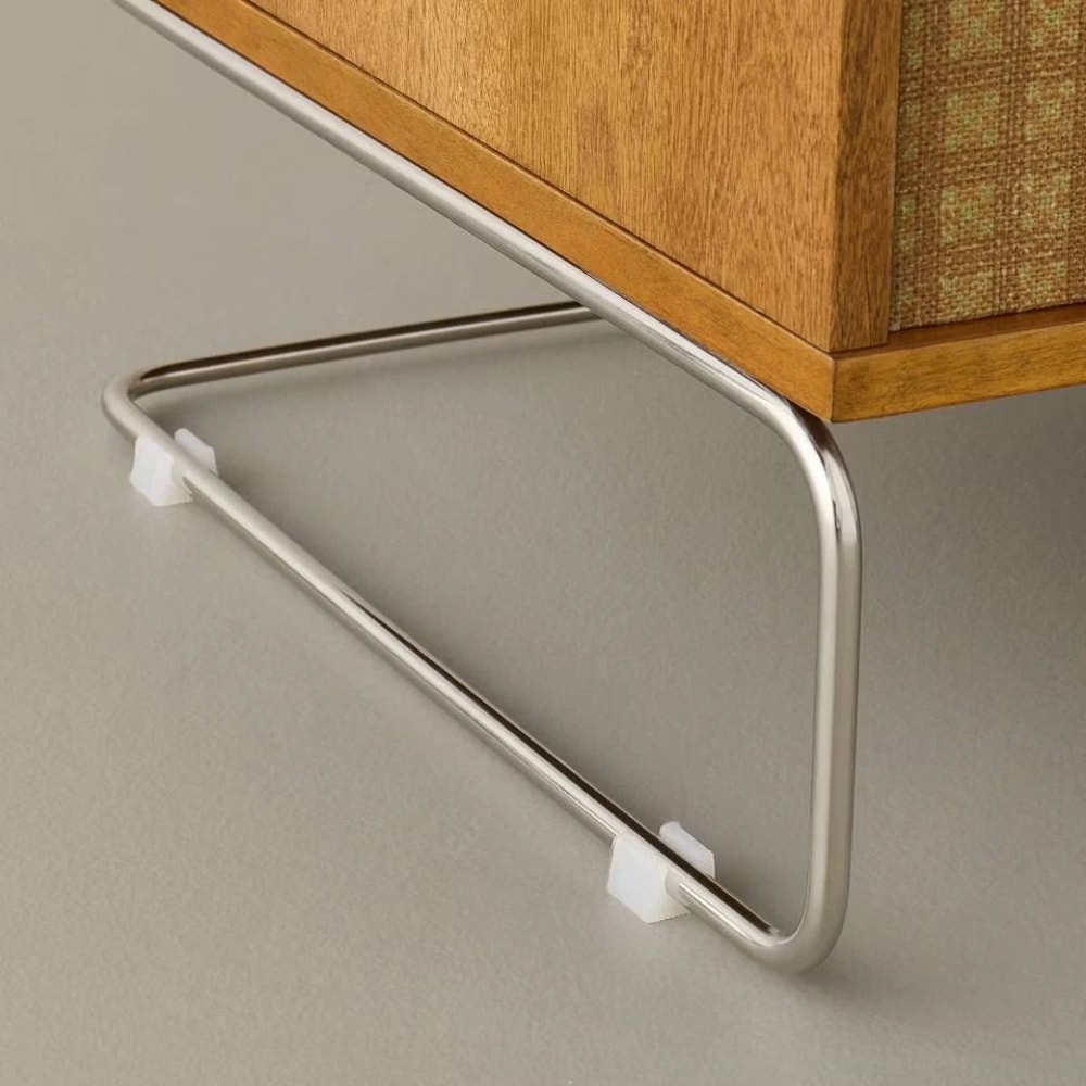 Hearth Hand With Magnolia Wood And Fabric Vinyl Storage Cabinet 2 Shelves 1 Door Wooden Frame 3