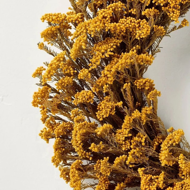 Golden Yarrow Fall Wreath Hearth Hand With Magnolia Faux Dried Flowers Indoor Wall Decor 1
