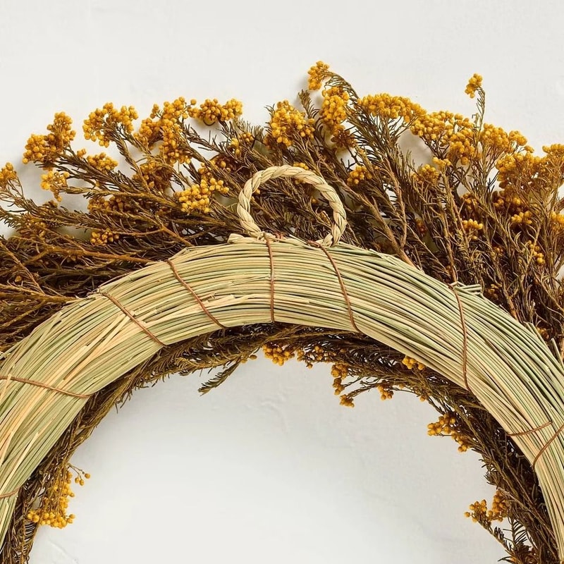 Golden Yarrow Fall Wreath Hearth Hand With Magnolia Faux Dried Flowers Indoor Wall Decor 3