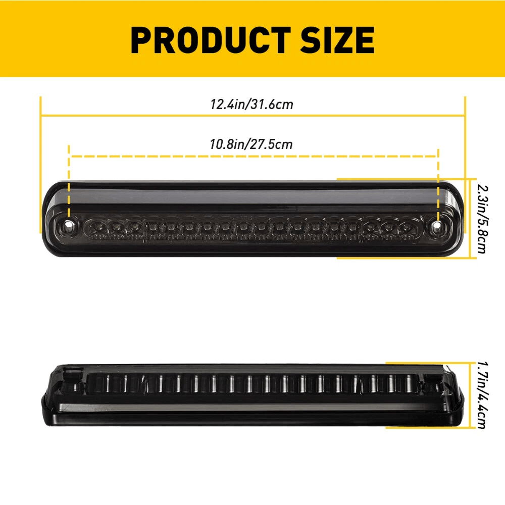 Black LED 3rd Brake Light High Brightness Cargo Lamp Waterproof 1