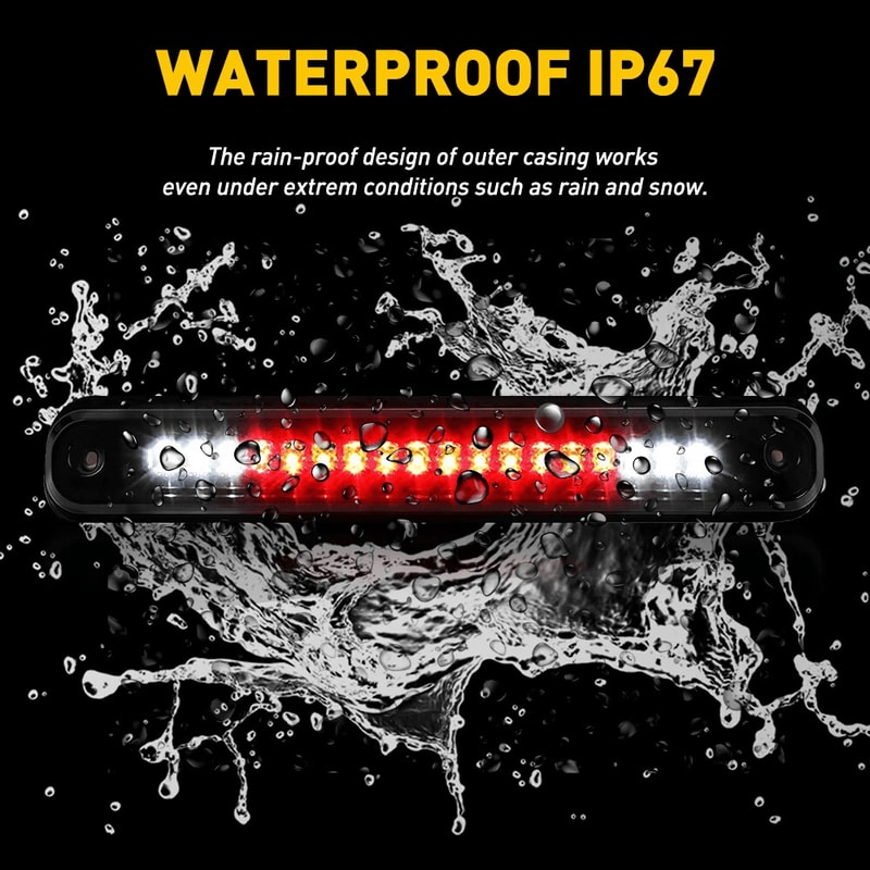 Black LED 3rd Brake Light High Brightness Cargo Lamp Waterproof 8