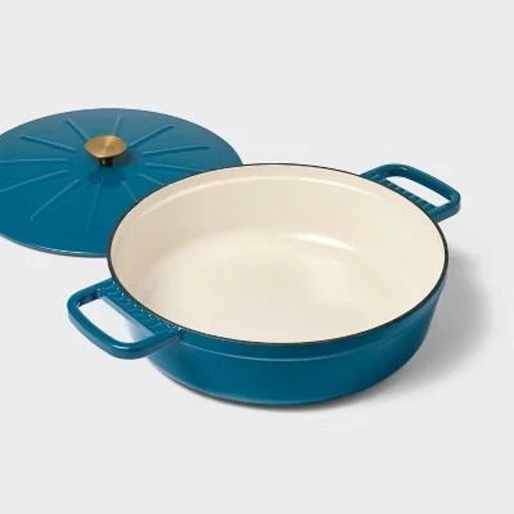 Teal Enameled Cast Iron Braiser Quart Tabitha Brown Oven Safe EvenHeating Cooking Pot With Cast Iro 2