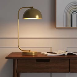 brass dome table lamp, touch activated desk lamp, modern gold finish for home and office decor