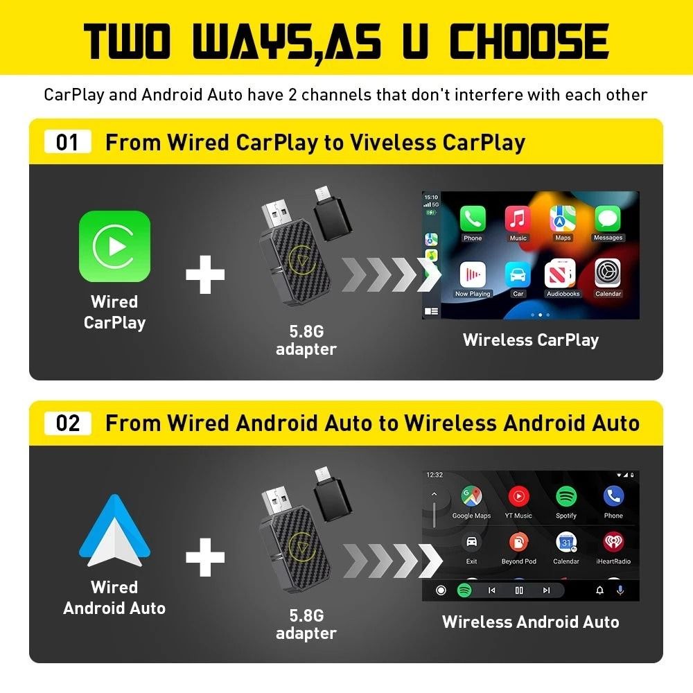 Wireless CarPlay Adapter Mini Bluetooth PlugandPlay Wireless Connectivity 7