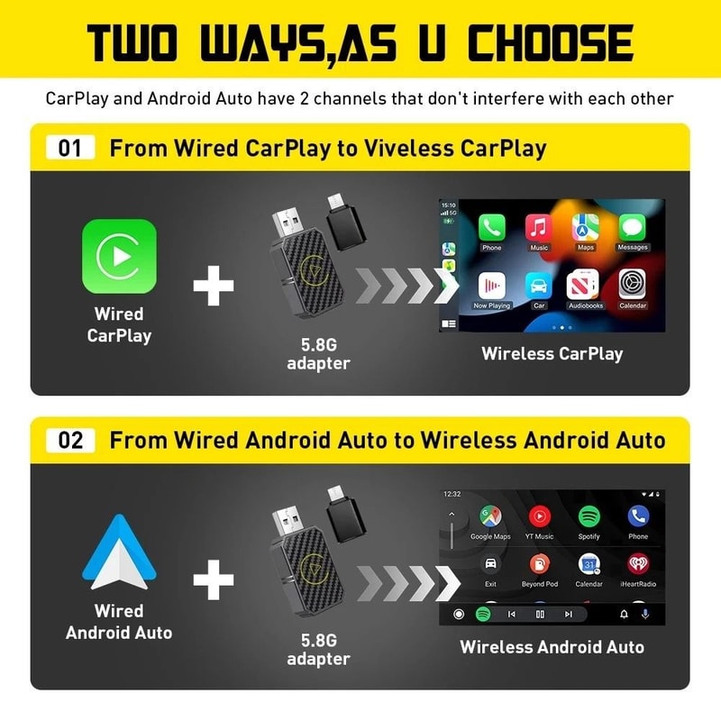 Wireless CarPlay Adapter Mini Bluetooth PlugandPlay Wireless Connectivity 7