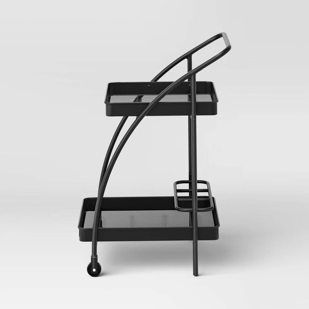 Black Metal Mesh Rolling Bar Serving Cart RustResistant 2 Shelves Room Essentials Galvanized Steel 3