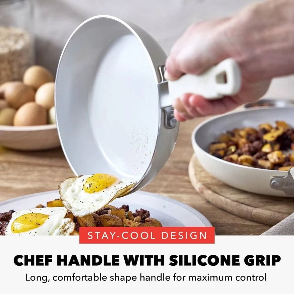 Aluminum Fry Pan Ceramic Nonstick ChipFree Rim Dishwasher Safe Induction Compatible 3