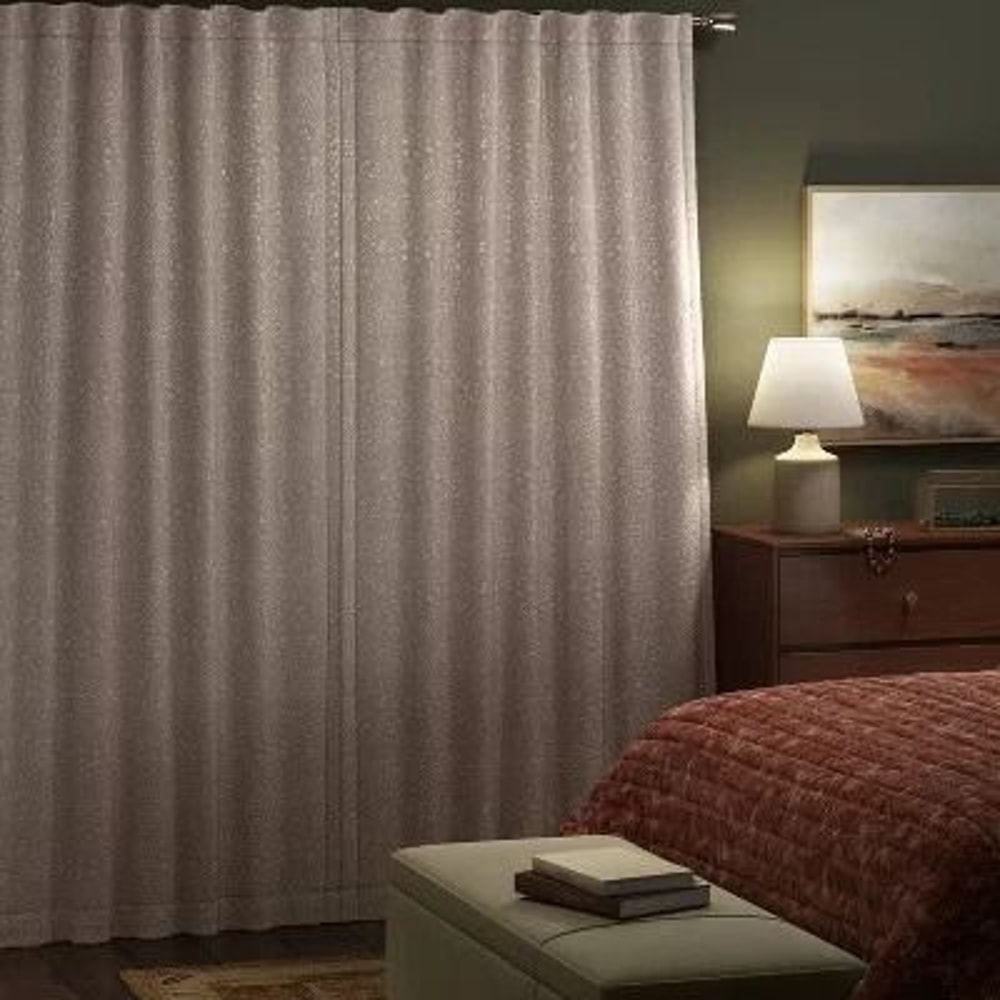 Threshold Blackout Embossed Velvet Curtain Panel Brown Blocks Light Rod Pocket Design Machine Washa 4