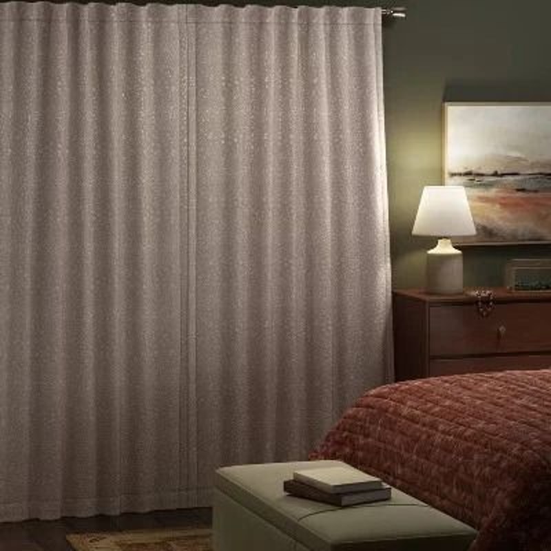 Threshold Blackout Embossed Velvet Curtain Panel Brown Blocks Light Rod Pocket Design Machine Washa 4