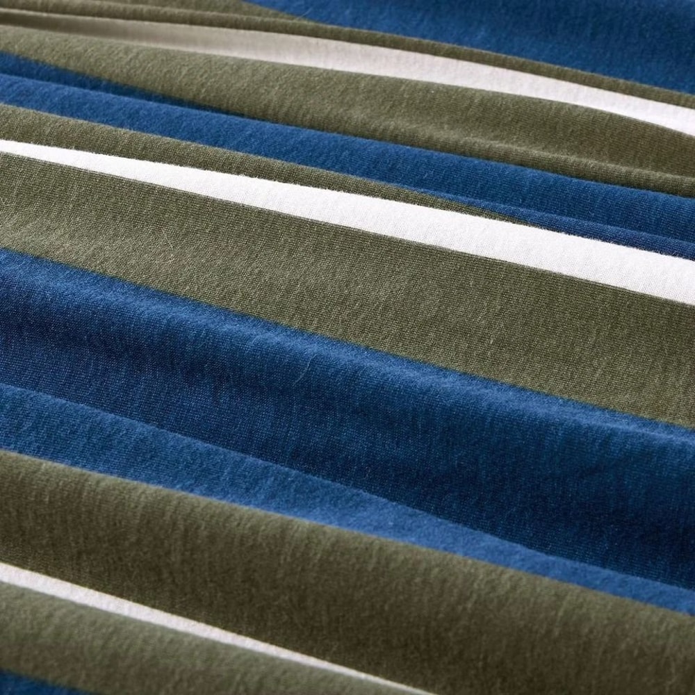 Mod Prep Jersey Sheet Set For Teens Rugby Stripe Design Recycled Polyester Cotton Blend Full Queen 2