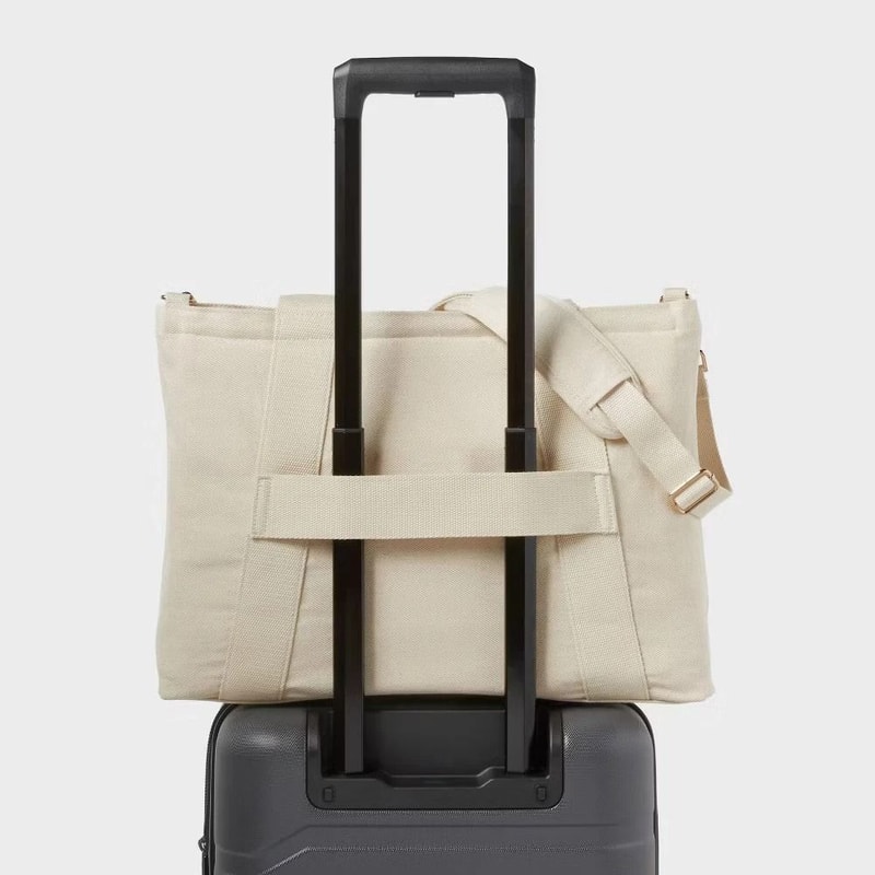 Open Story Solid Canvas School Tote Bag RFID Blocking WaterResistant Padded Laptop Compartment Adju 2