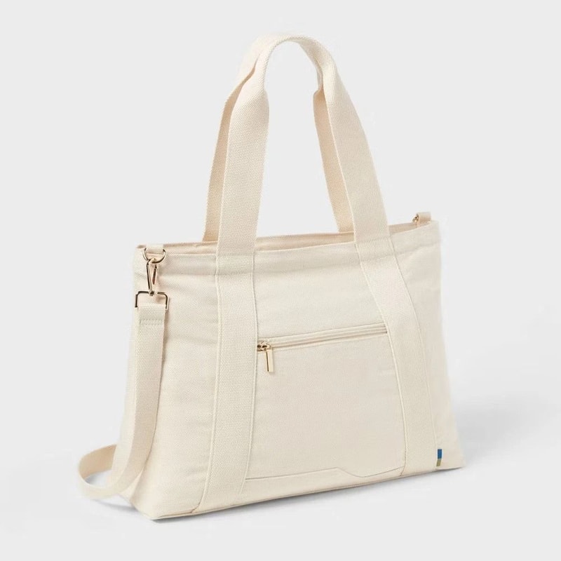 Open Story Solid Canvas School Tote Bag RFID Blocking WaterResistant Padded Laptop Compartment Adju 1