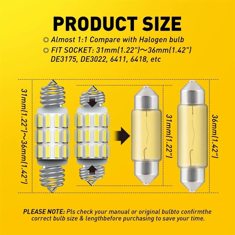 Super Bright White LED Dome Light Bulb For Map Door Lights 1