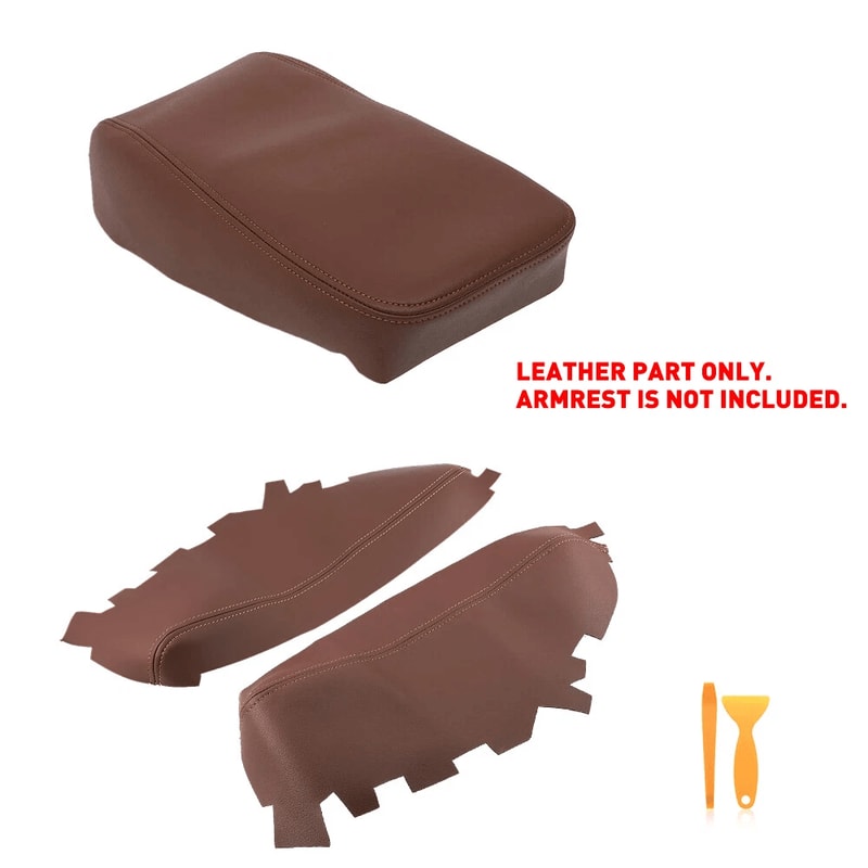 Brown Console Lid Armrest Door Front Panel Cover Waterproof Vinyl Cushion 1
