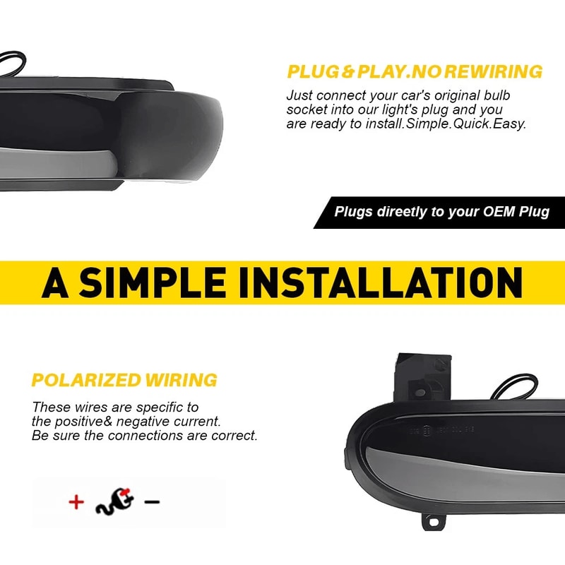 Clear LED Turn Signal Lights Pair Dynamic LED Mirror Turn Signal Lights 8