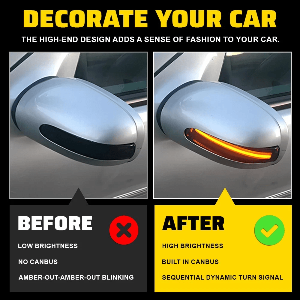 Clear LED Turn Signal Lights Pair Dynamic LED Mirror Turn Signal Lights 3