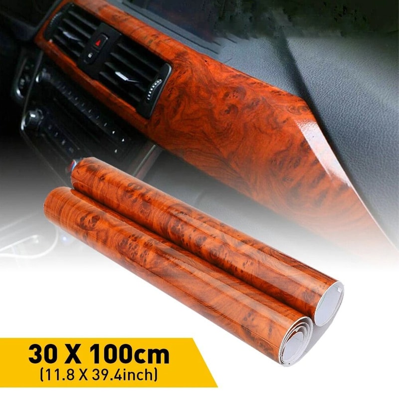 Wood Grain Vinyl Film For Car Interior Textured Glossy Wrap Sticker 1
