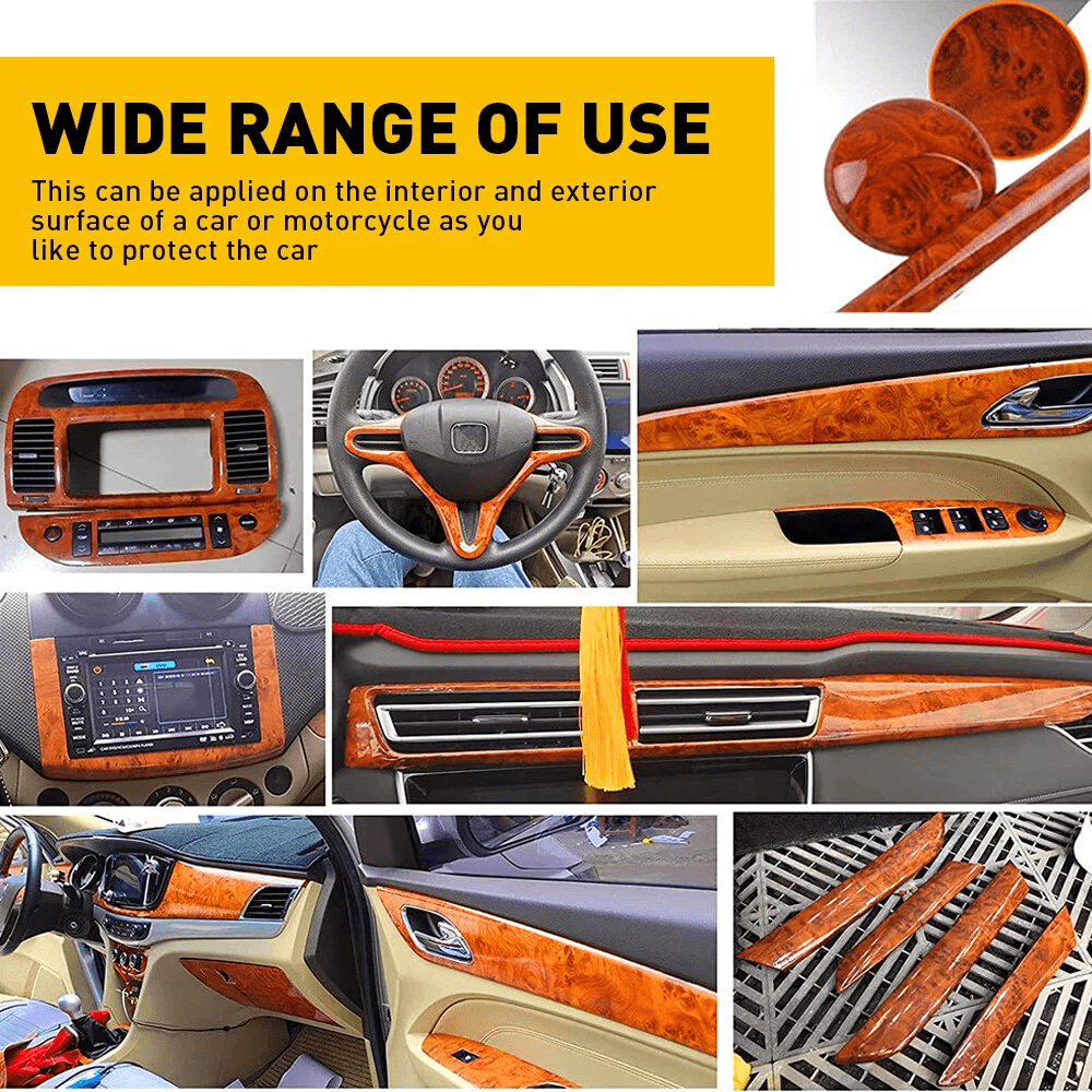 Wood Grain Vinyl Film For Car Interior Textured Glossy Wrap Sticker 3