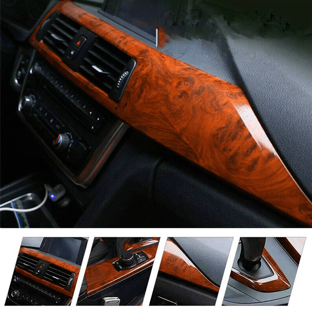 Wood Grain Vinyl Film For Car Interior Textured Glossy Wrap Sticker 9