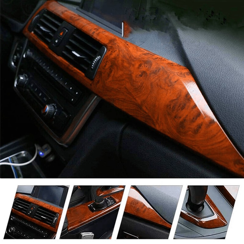 Wood Grain Vinyl Film For Car Interior Textured Glossy Wrap Sticker 9