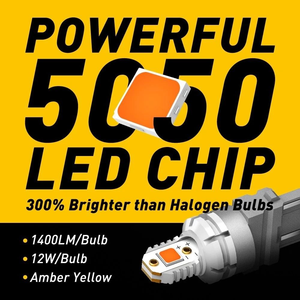 LED Amber Turn Signal Blinker Corner Light Bulb No Hyper Flash 2