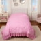 Pink Gingham Twin Comforter Set Wicked For Good Inspired Design Ruffled Edges 3