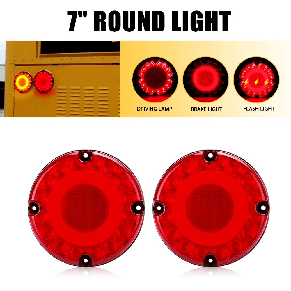 High Brightness Round Red LED Tail Light For School Bus Trucks Trailers And More 1