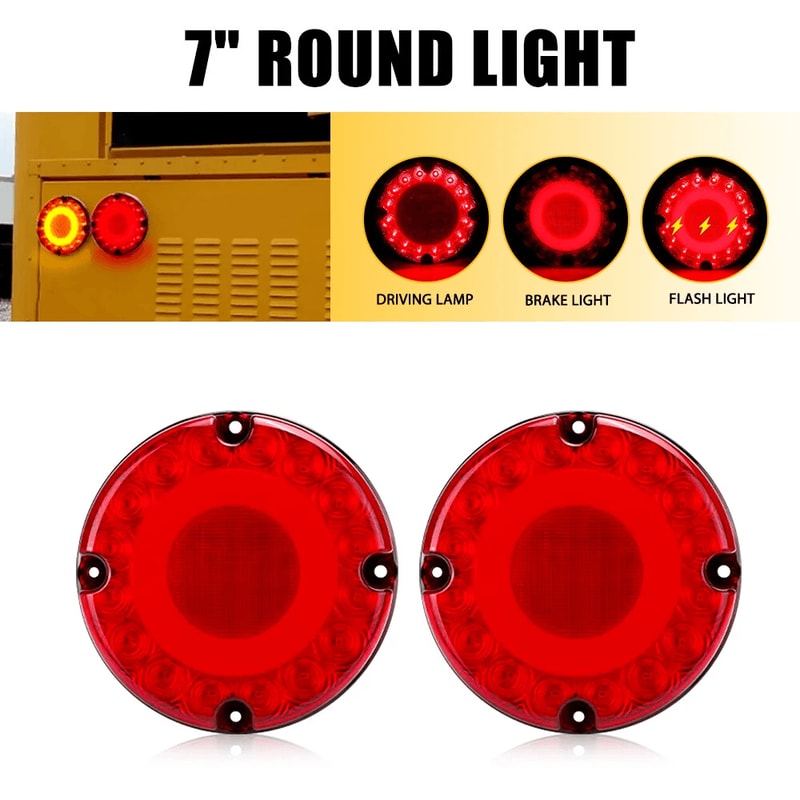 High Brightness Round Red LED Tail Light For School Bus Trucks Trailers And More 1