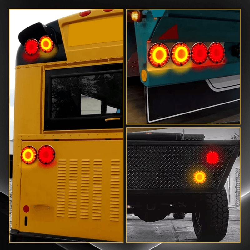 High Brightness Round Red LED Tail Light For School Bus Trucks Trailers And More 0