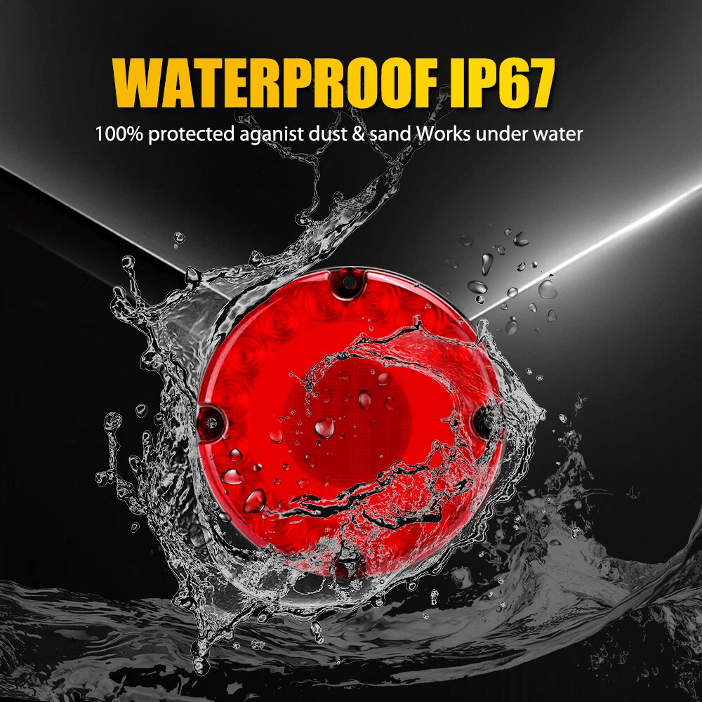 High Brightness Round Red LED Tail Light For School Bus Trucks Trailers And More 7