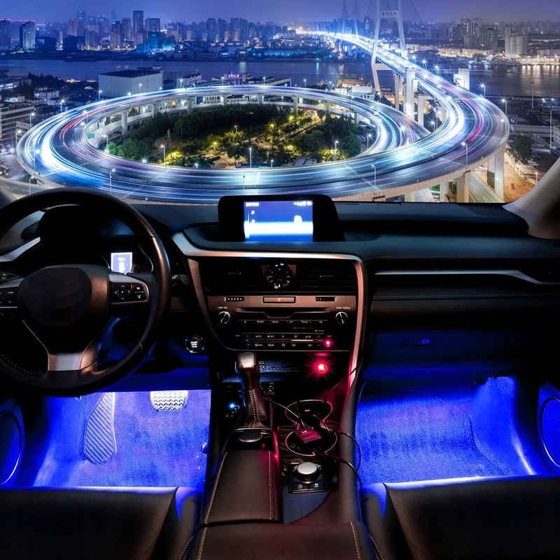 LED Blue Light Car Interior Lamp Flexible Decoration Lights Power Easy To Install Perfect For Inter 6