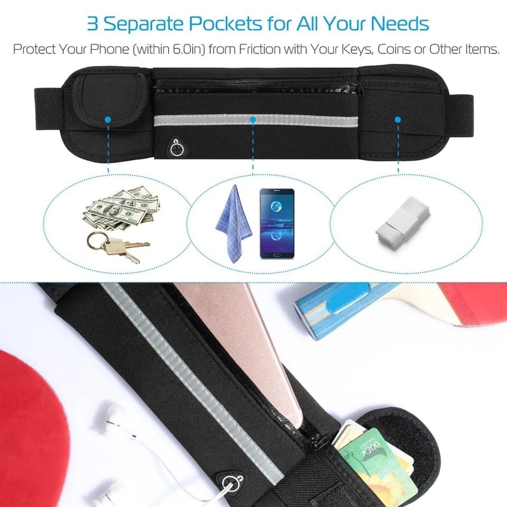 Adjustable Waterproof Waist Bag Running Jogging Belt Pouch With Zip For Sports 10