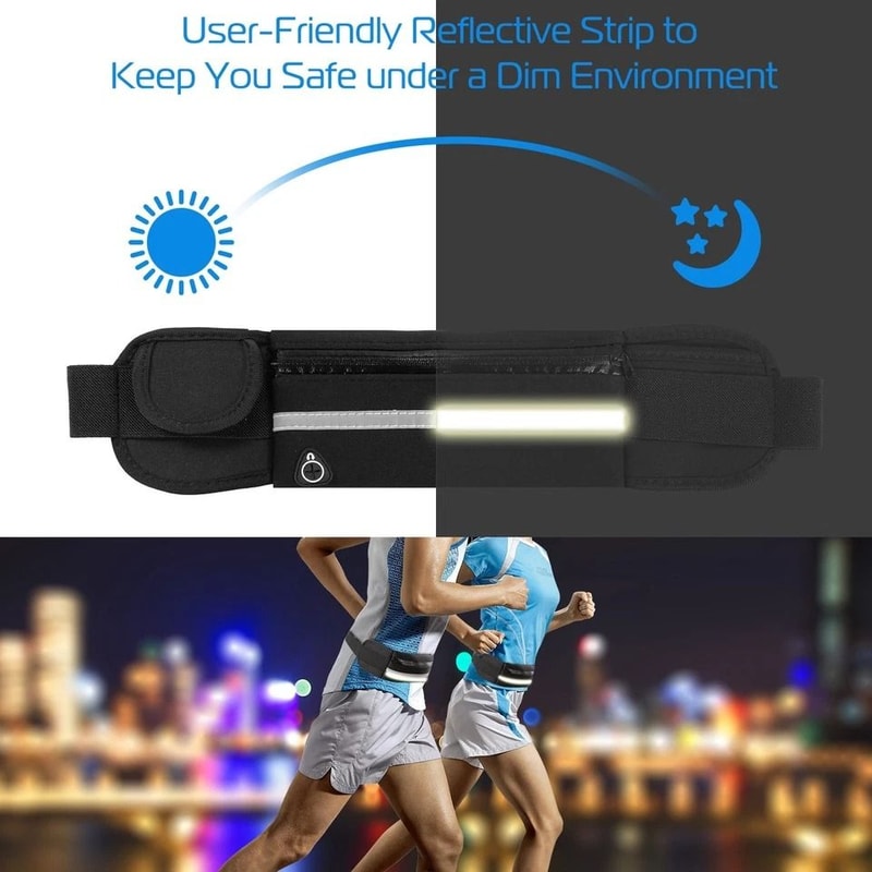 Adjustable Waterproof Waist Bag Running Jogging Belt Pouch With Zip For Sports 7