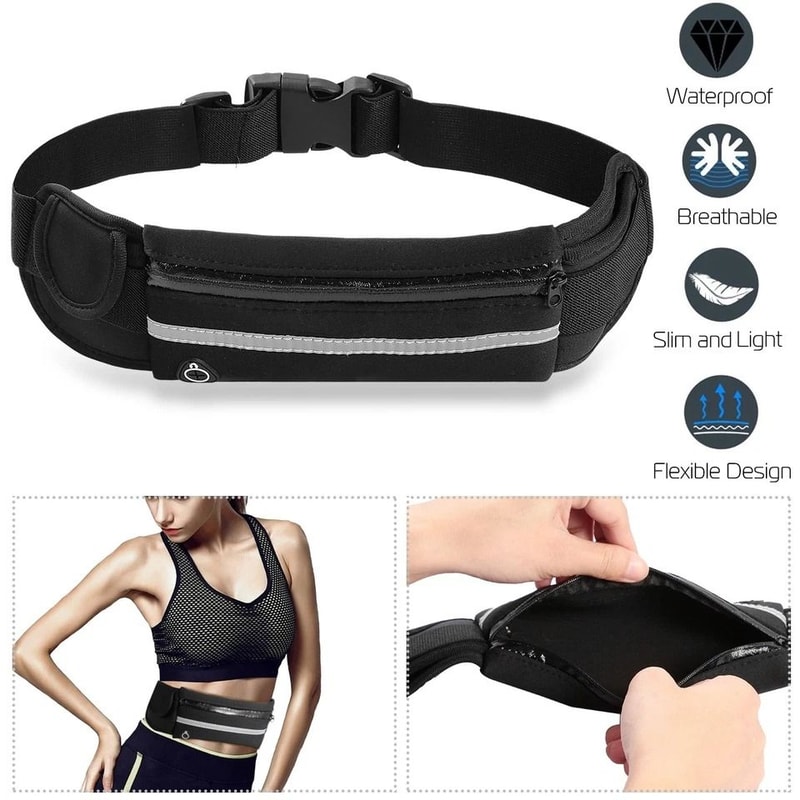 Adjustable Waterproof Waist Bag Running Jogging Belt Pouch With Zip For Sports 8