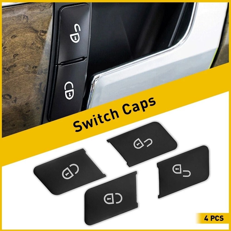 Lock Unlock Switch Button Patch Trim Cover Sticker Black 1