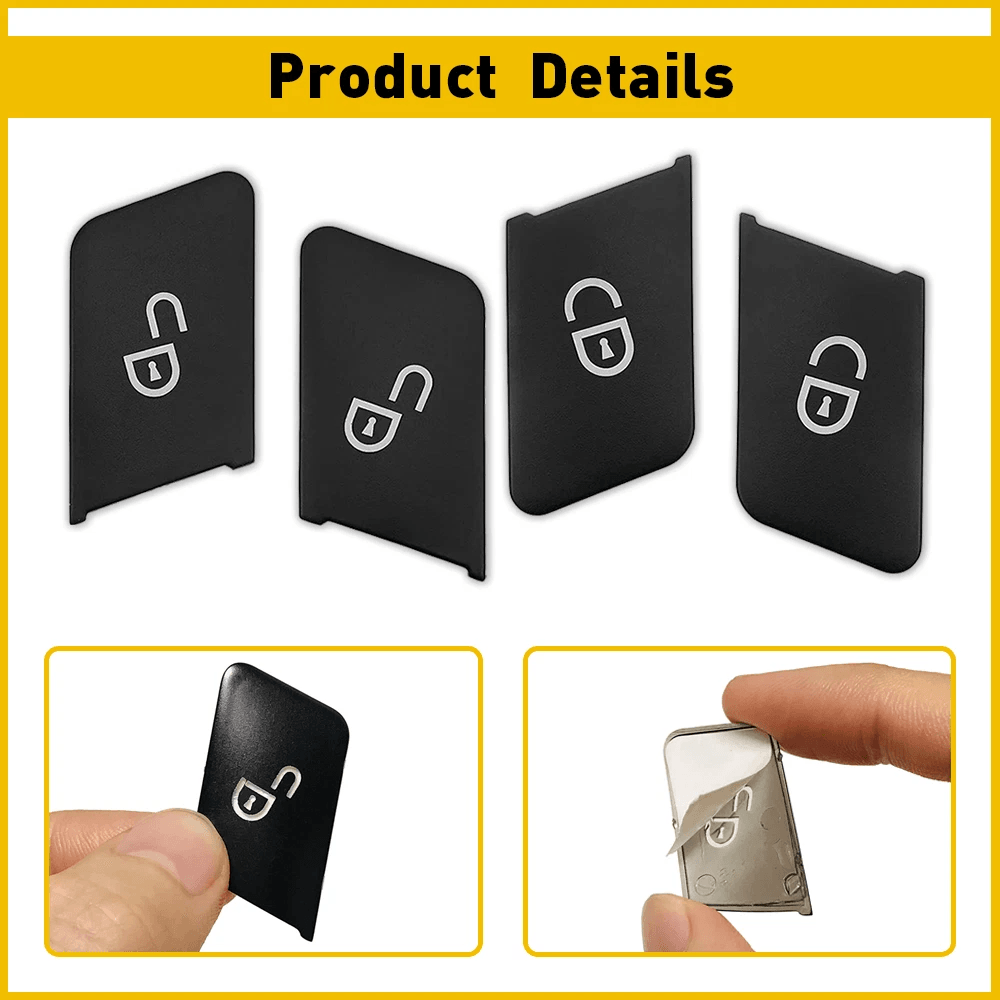 Lock Unlock Switch Button Patch Trim Cover Sticker Black 2