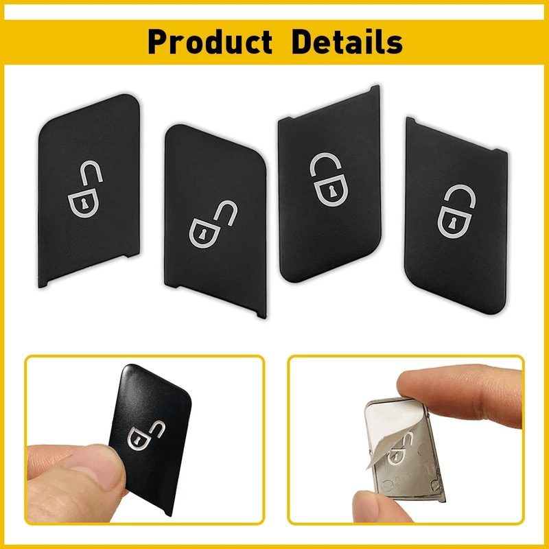Lock Unlock Switch Button Patch Trim Cover Sticker Black 2