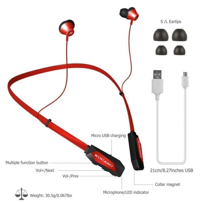 Magnetic InEar Neckband Earphone Wireless Headset Sport Stereo Headphone With Mic Long Battery Life 10