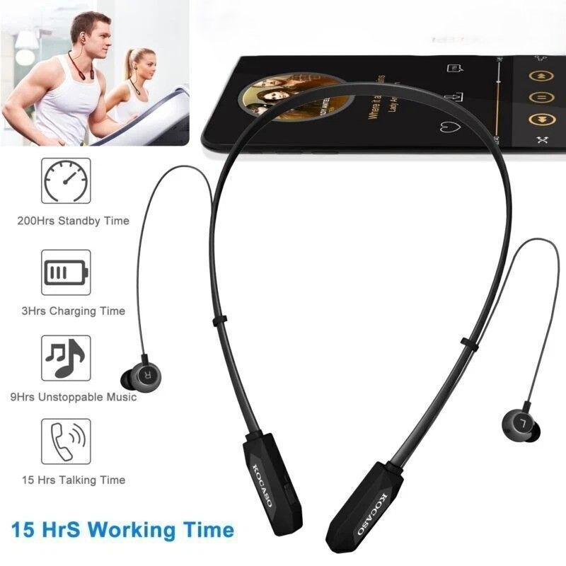 Magnetic InEar Neckband Earphone Wireless Headset Sport Stereo Headphone With Mic Long Battery Life 1