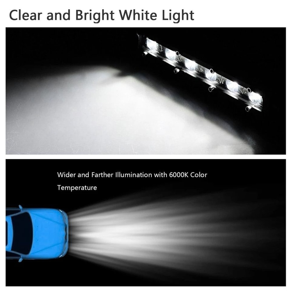 LED Light Bar Slim Spot Work Lamp For Offroad Driving Trucks Waterproof 9