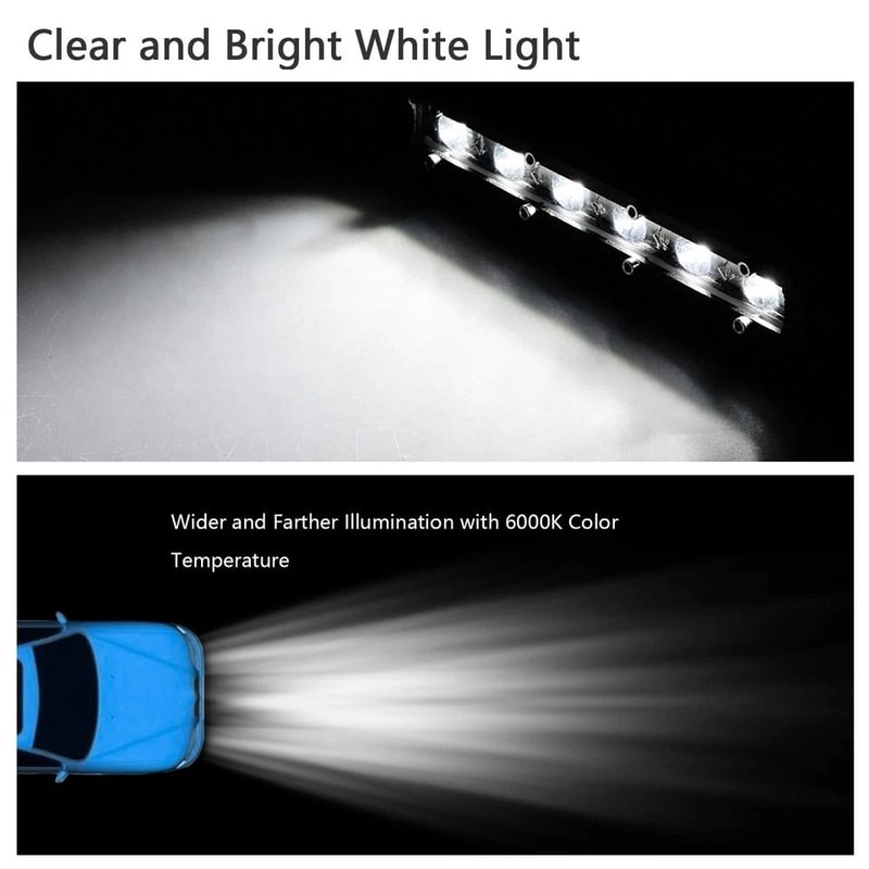 LED Light Bar Slim Spot Work Lamp For Offroad Driving Trucks Waterproof 9