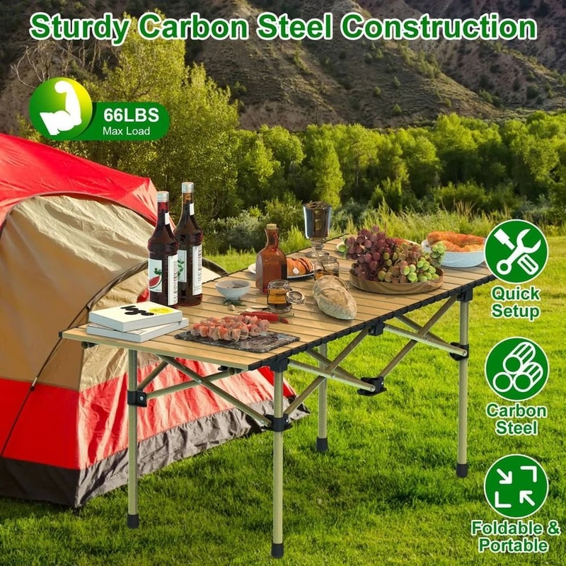 Carbon Steel Camping Table Portable BBQ Desk For Picnic Hiking And Camping Foldable Sturdy Table Fo 9