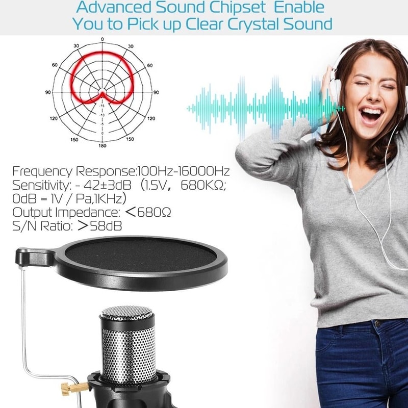 Condenser Microphone With Tripod Professional Studio Recording Broadcasting Equipment 8