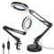 Magnifying Glass Desk Lamp With Clamp LED Light Adjustable Brightness 3 Light Modes Stand For Readi